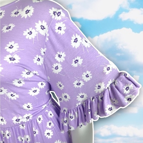 NWT ASOS CURVE Daisy Floral Print Ruffle Trim Babydoll Dress Cottagecore Pastel - Picture 5 of 13
